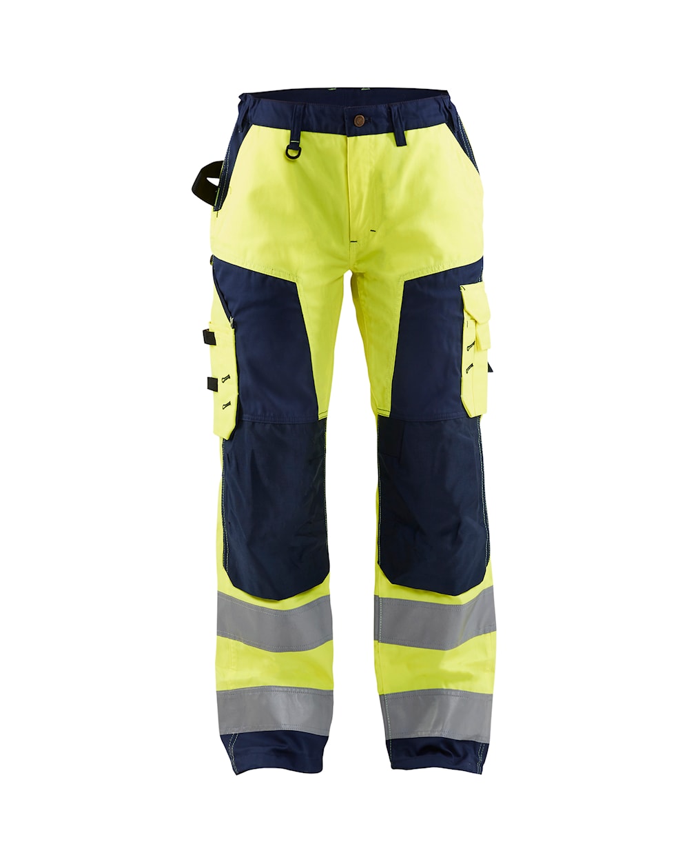 Damen High Vis Arbeitshose ohne Werkzeugtaschen High Vis Gelb / Marineblau, vorn, DB Schenker Damen High Vis Arbeitshose ohne Werkzeugtaschen High Vis Gelb / Marineblau, vorn, DB Schenker