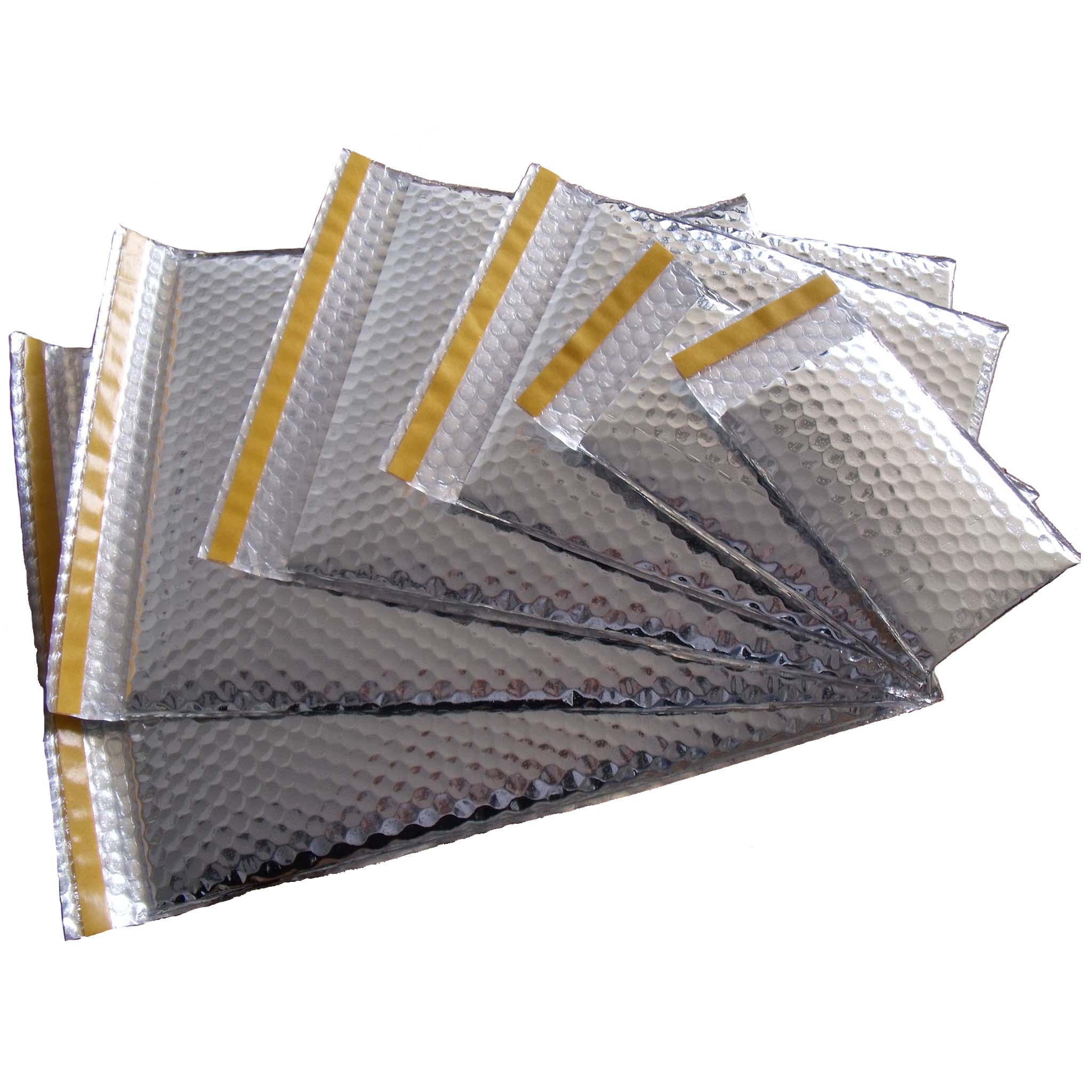 Thermo-Versandtasche Thermoversandtaschen aus silbern beschichteter Luftpolsterfolie in verschiedenen Größen.