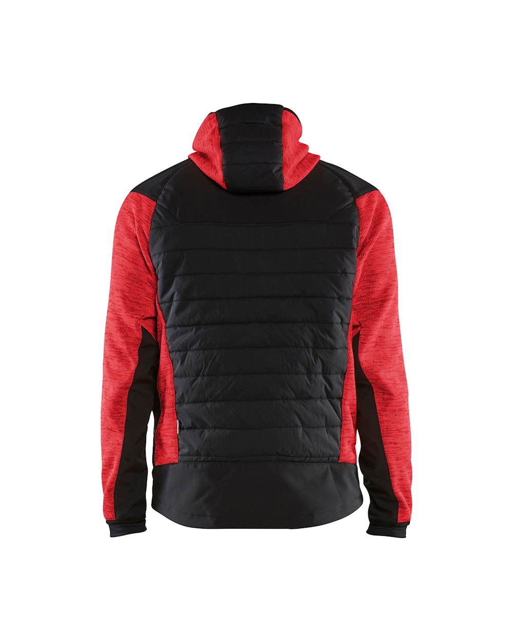 Jacke mit Kapuze in Schwarz mit roten Akzenten, Ansicht von hinten
