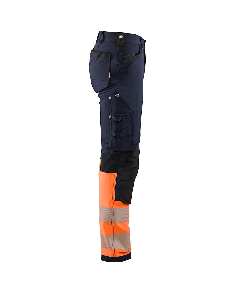 High Vis Arbeitshose 4-Wege Stretch ohne Nageltaschen Marineblau / Orange, Seite rechts, DB Schenker High Vis Arbeitshose 4-Wege Stretch ohne Nageltaschen Marineblau / Orange, Seite rechts, DB Schenker
