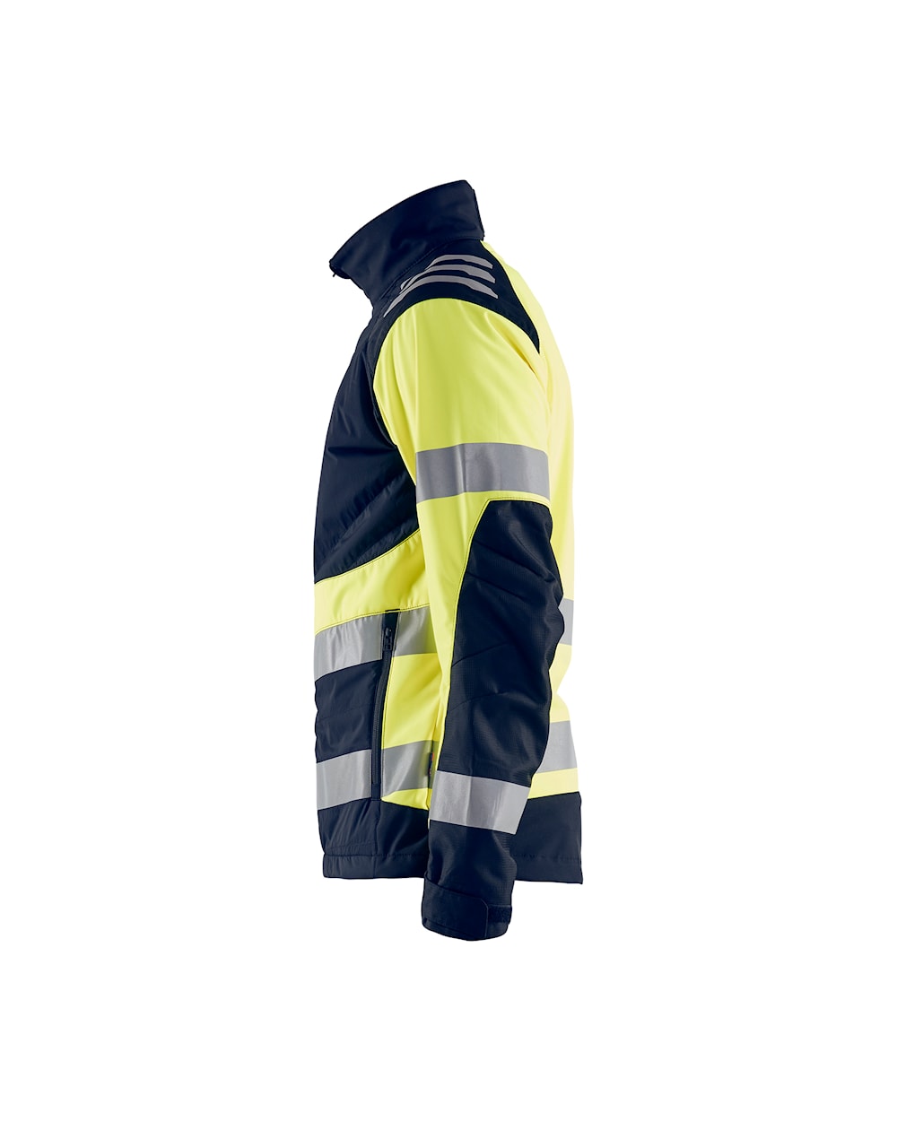 High Vis Softshell Jacke marineblau / high vis gelb Seite links