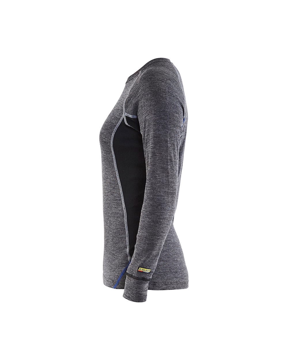 Damen Unterhemd warm, 100% Merinowolle Mittelgrau / Schwarz, Seite links, DB Schenker Thermo-Unterhemd für Damen, dunkelgrau, Ansicht von links.