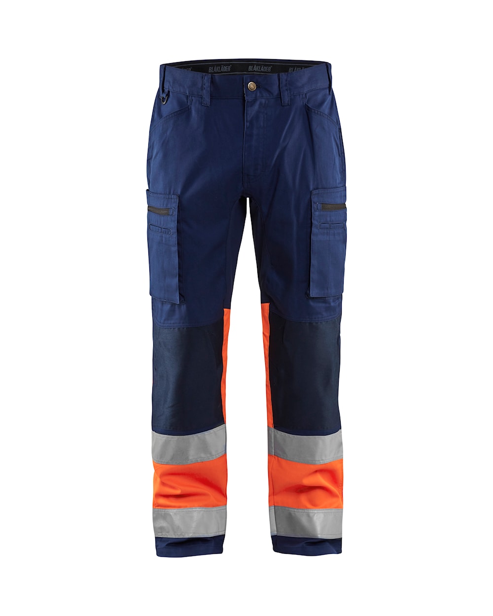 High Vis Arbeitshose mit Stretch Marineblau / Orange, vorne, DB Schenker High Vis Arbeitshose mit Stretch Marineblau / Orange, vorne, DB Schenker