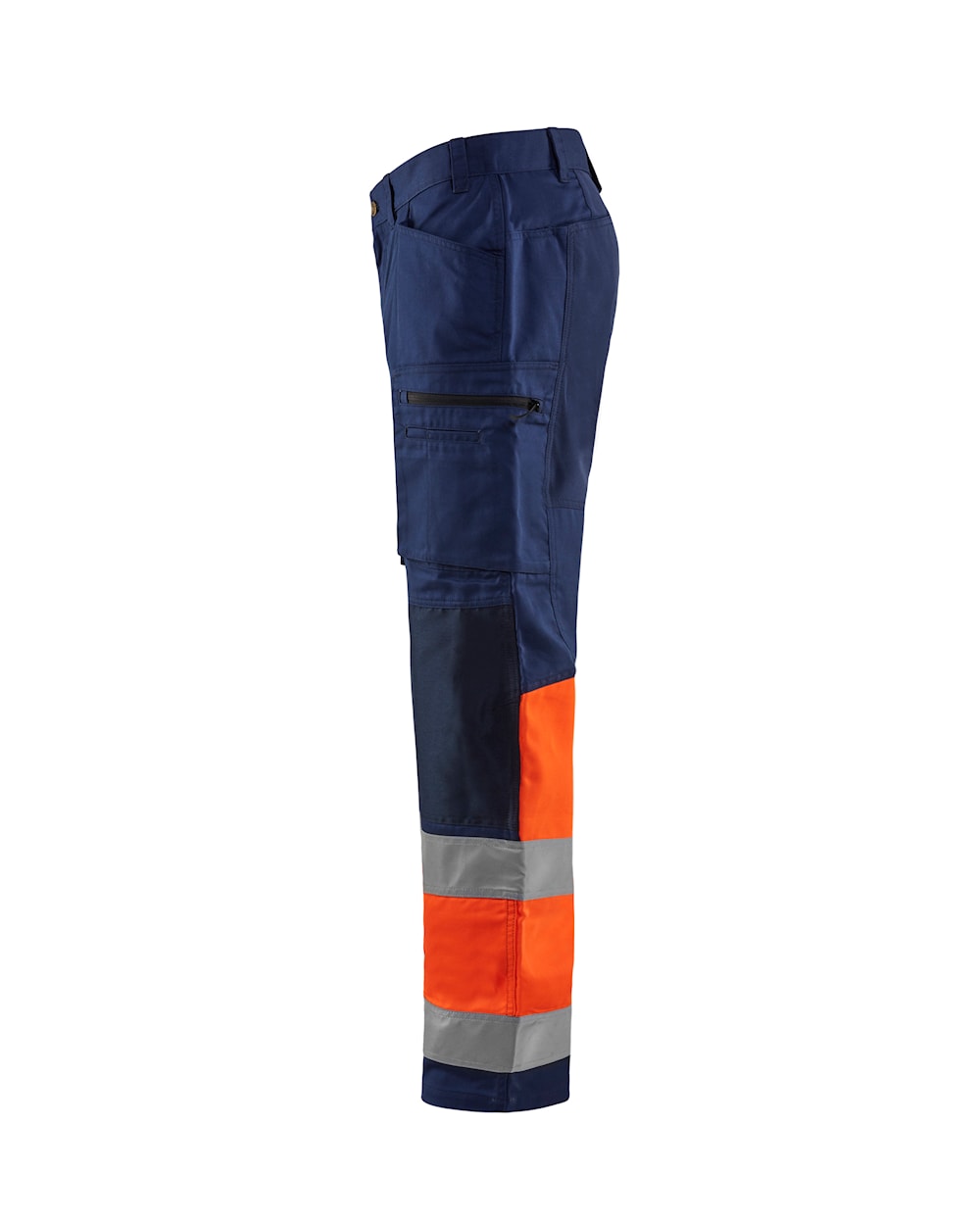 High Vis Arbeitshose mit Stretch Marineblau / Orange, Seite links, DB Schenker High Vis Arbeitshose mit Stretch Marineblau / Orange, Seite links, DB Schenker