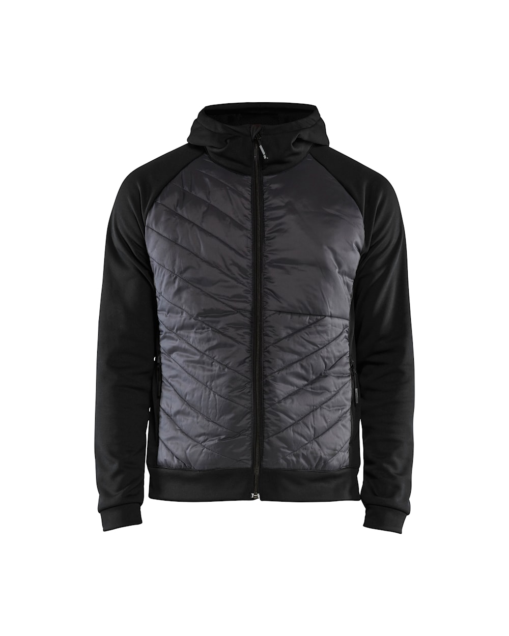 Hybrid Sweater  schwarz / dunkelgrau vorn Schwarze, dünne Jacke mit Kapuze, Ansicht von vorn