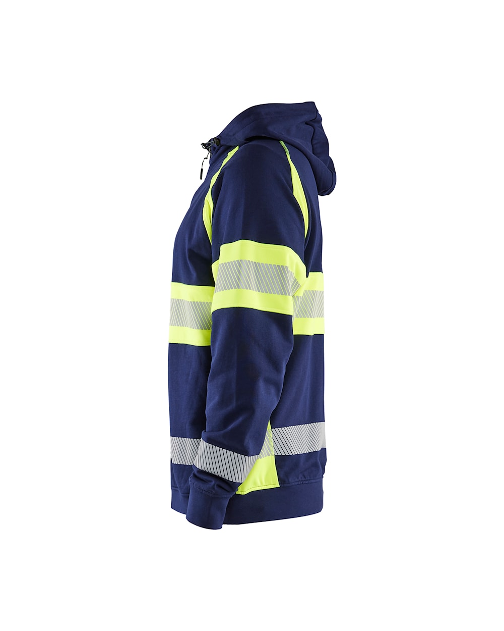 High Vis Kapuzenjacke marineblau / gelb, Seite links, DB Schenker