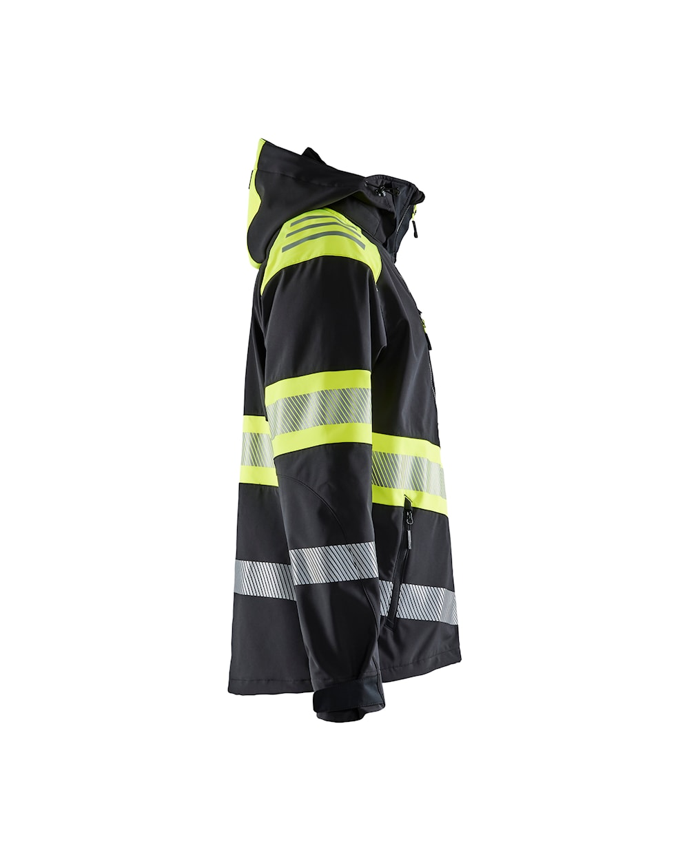 High Vis Softshell Jacke schwarz / gelb, Seite rechts, DB Schenker