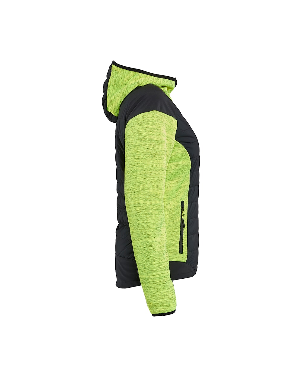 Damenjacke mit Kapuze in Schwarz mit grünen Akzenten, Ansicht von