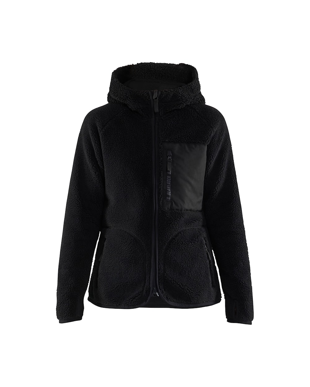 Damen Pile Jacke schwarz vorn