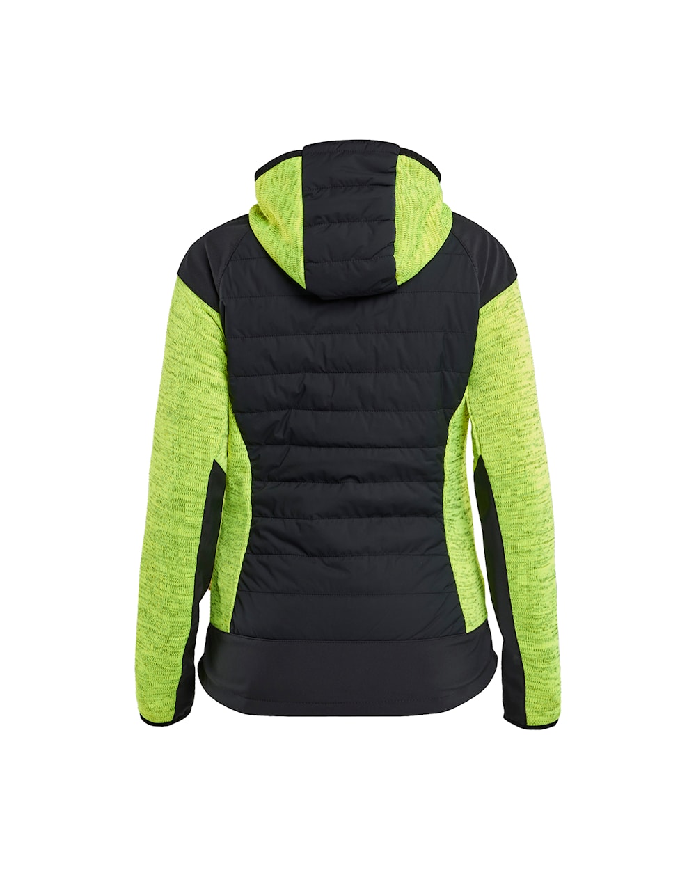 Damenjacke mit Kapuze in Schwarz mit grünen Akzenten, Ansicht von hinten