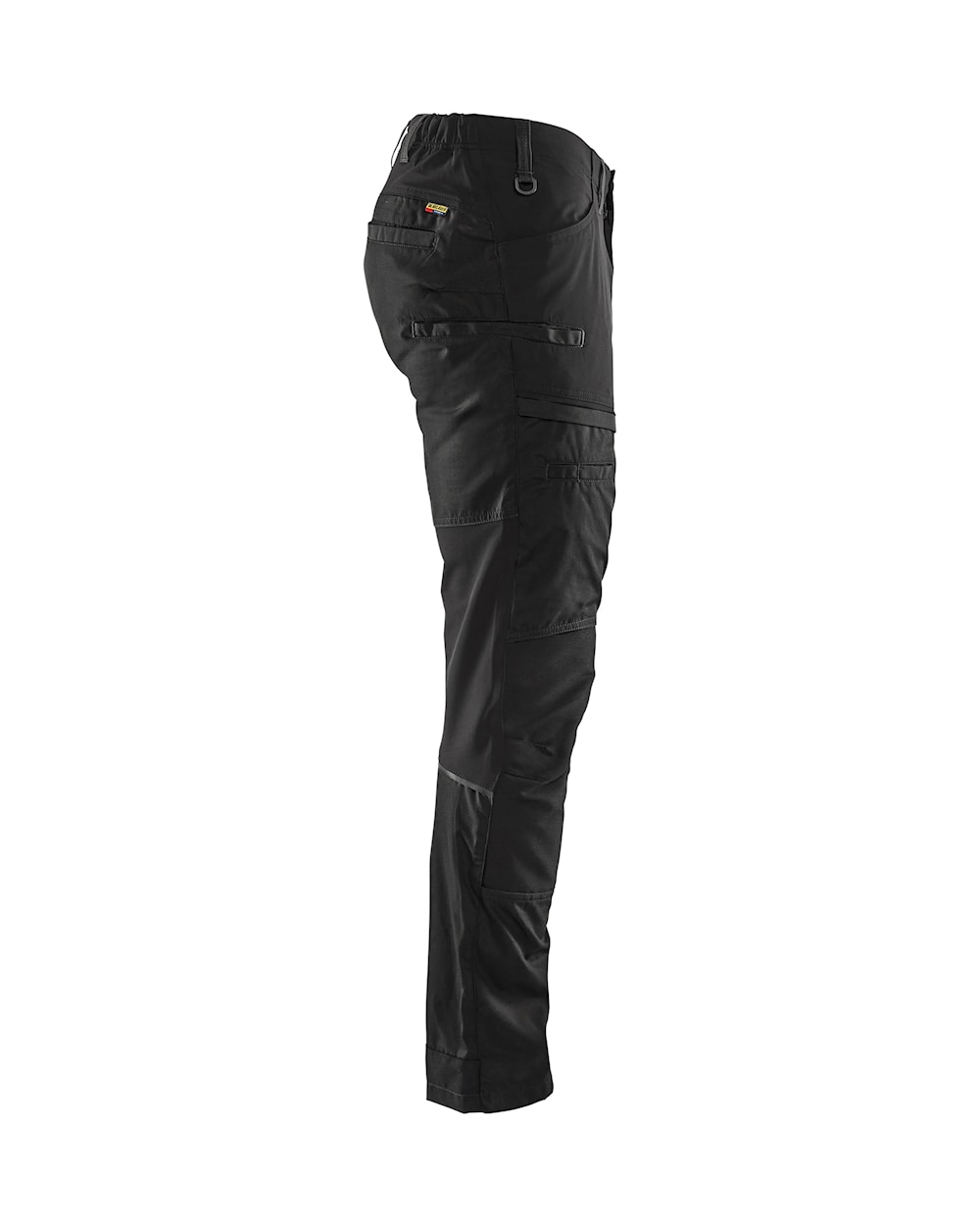 Schwarze Cargo-Hose mit mehreren Taschen und detaillierten Nähten