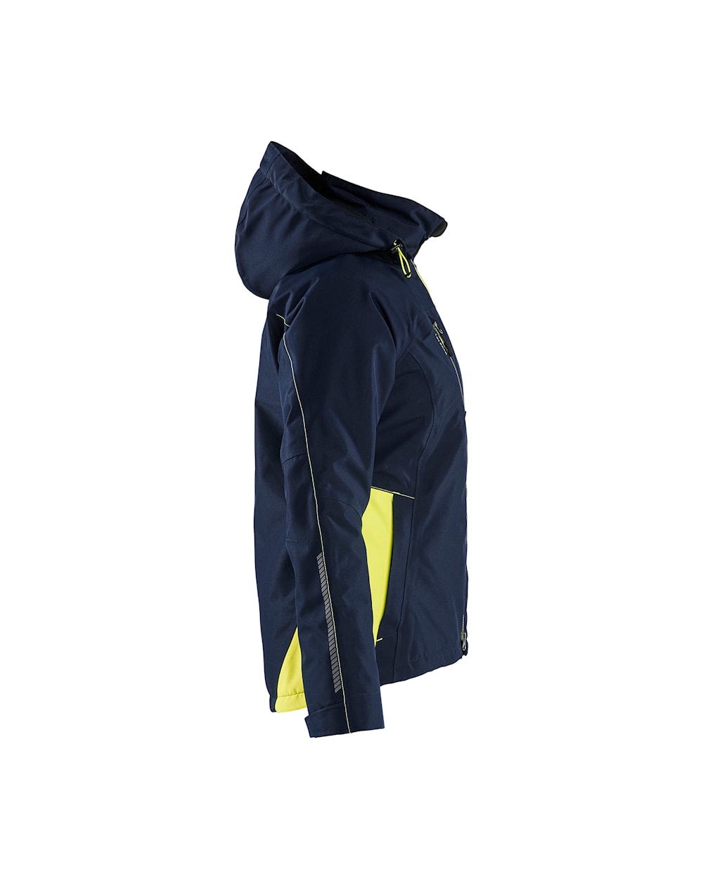 Damen Funktionsjacke dunkel marineblau / high vis gelb, Seite rechts, DB Schenker