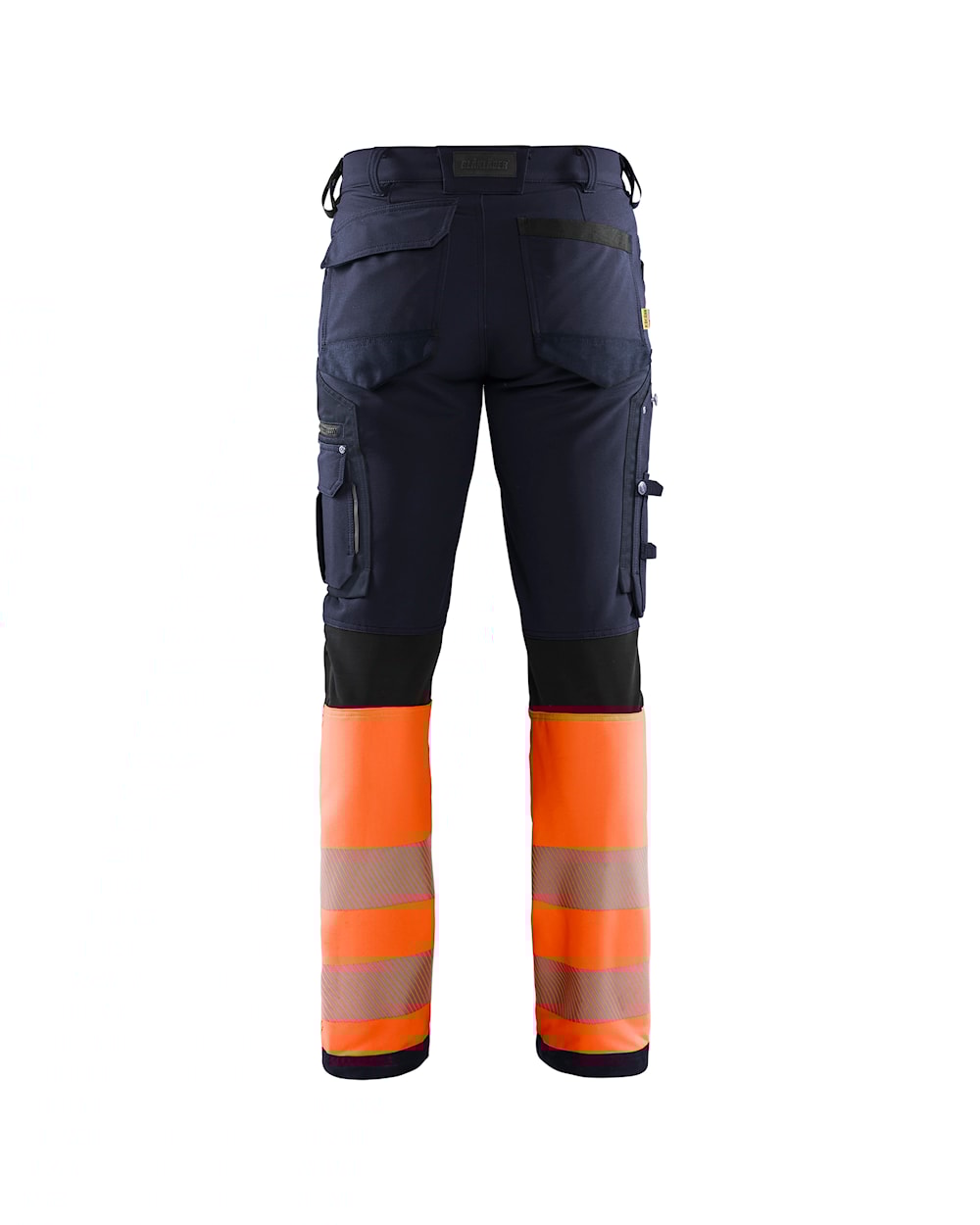 High Vis Arbeitshose 4-Wege Stretch ohne Nageltaschen Marineblau / Orange, hinten, DB Schenker High Vis Arbeitshose 4-Wege Stretch ohne Nageltaschen Marineblau / Orange, hinten, DB Schenker