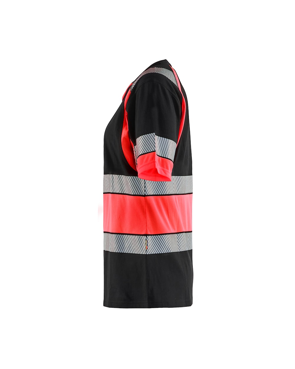 Damen High Vis T-Shirt Schwarz / High Vis Rot, Seite links, DB Schenker Damen High Vis T-Shirt Schwarz / High Vis Rot, Seite links, DB Schenker