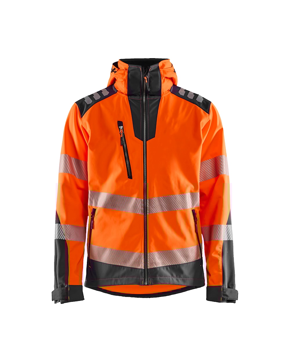 High Vis Softshell Jacke high vis orange / mittelgrau vorn