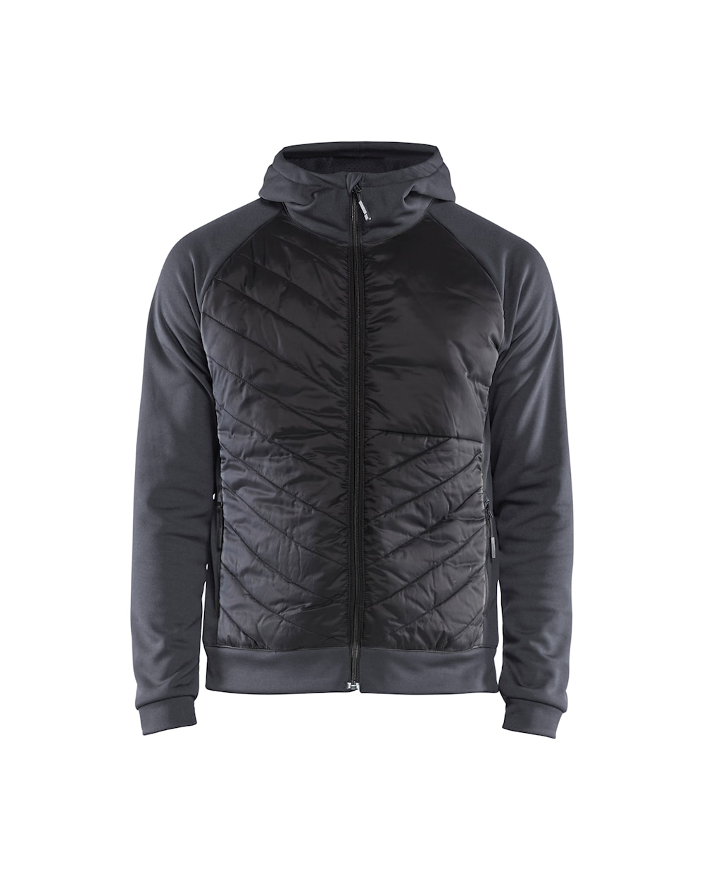 Hybrid Sweater  mittelgrau / schwarz vorn Graue, dünne Jacke mit Kapuze, Ansicht von vorn