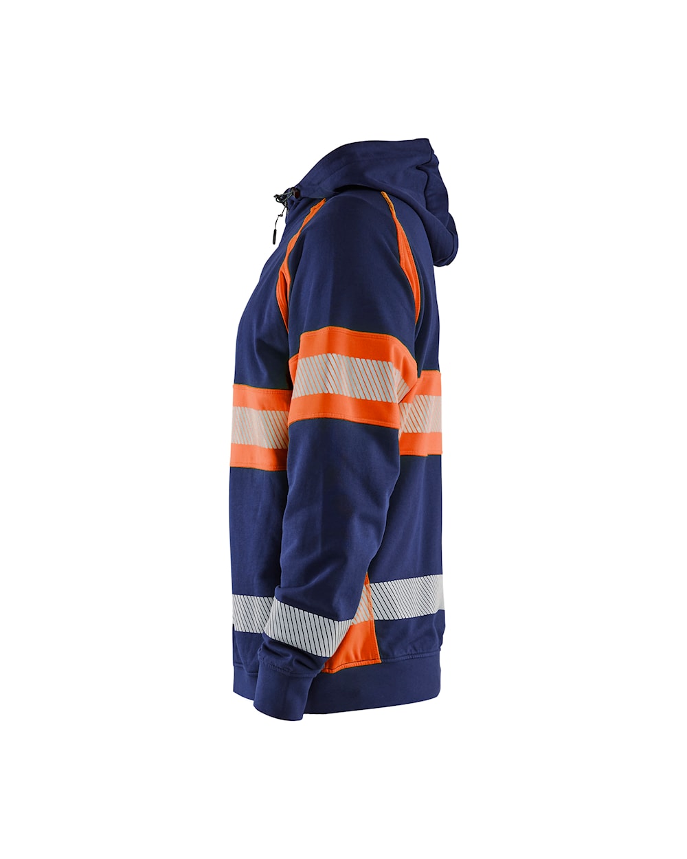 High Vis Kapuzenjacke marineblau / orange, Seite links, DB Schenker