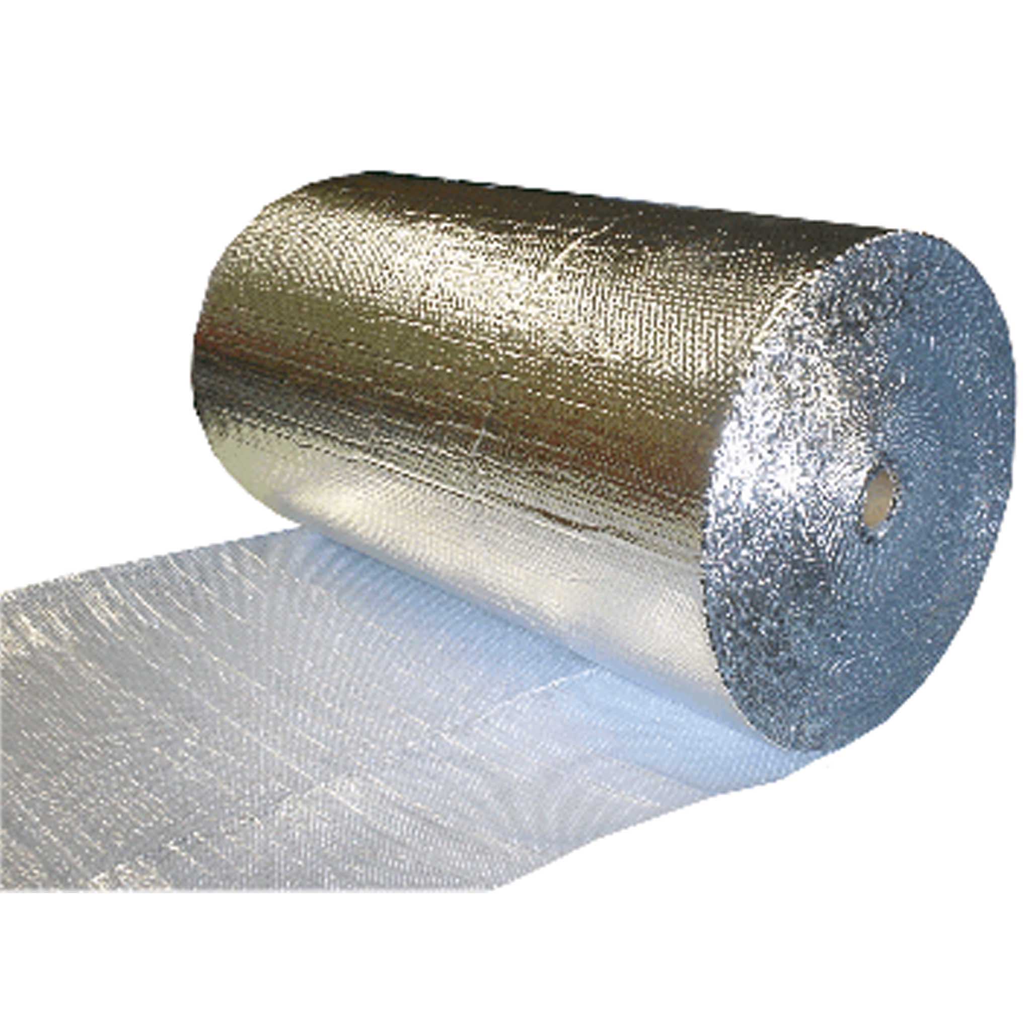 Thermoschutz-Rolle Silberne Thermoschutzfolie aufgewickelt auf einer Rolle von schräg vorn