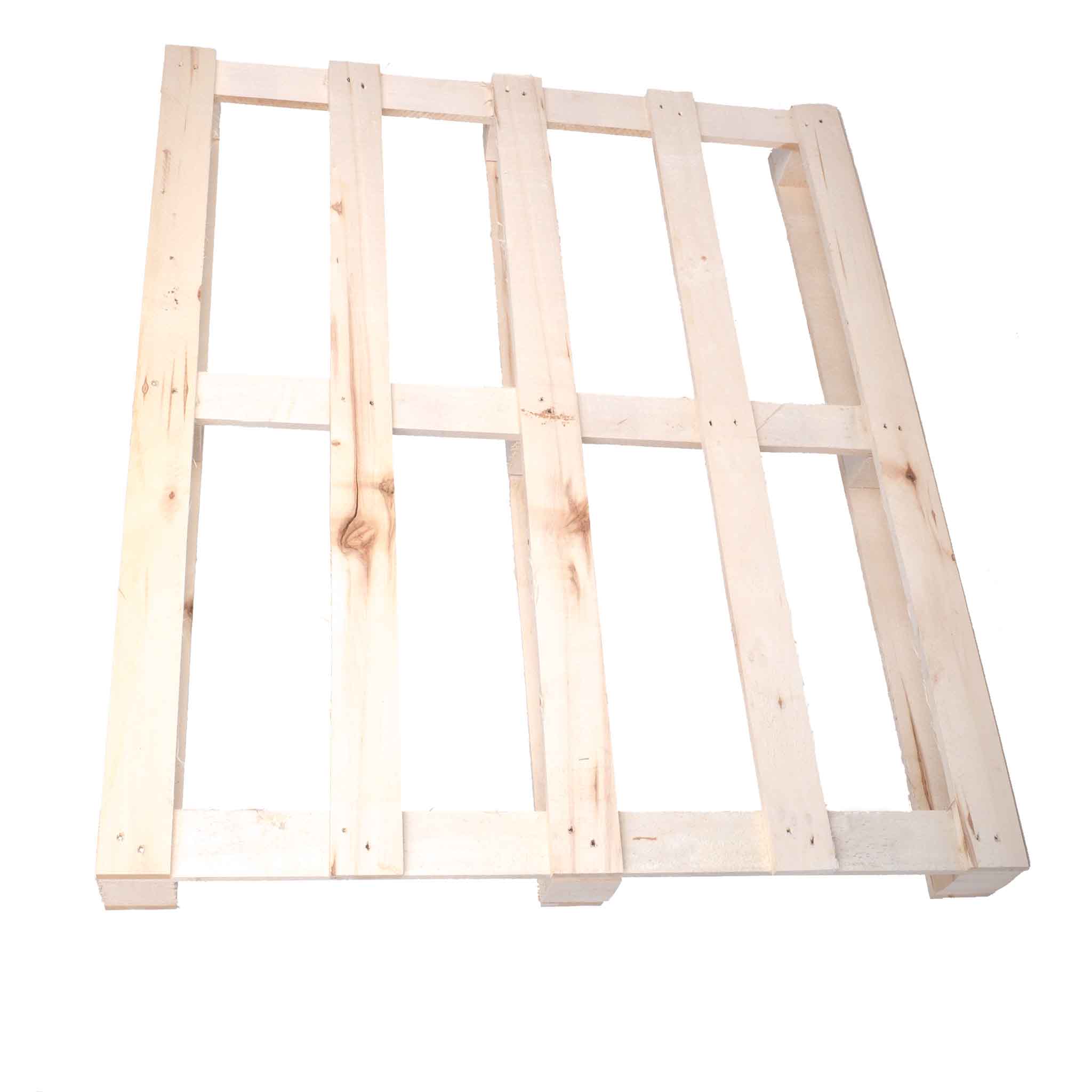 IPPC-Holz-Palette Sicht ovn oben auf eine Holz-Einwegpalette mit fünf dünnen Deckbrettern