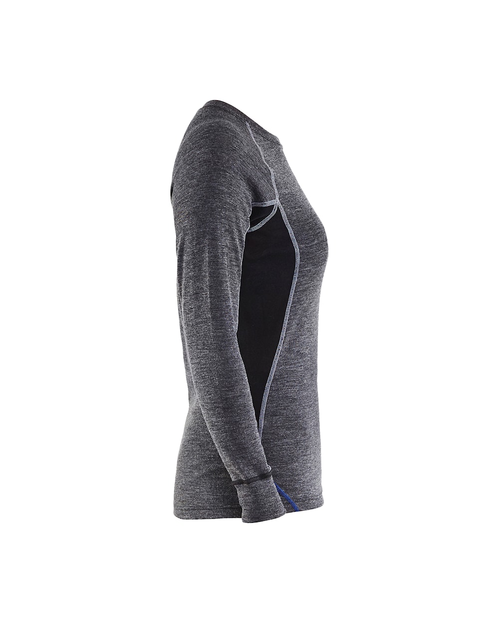 Damen Unterhemd warm, 100% Merinowolle Mittelgrau / Schwarz, Seite rechts, DB Schenker Thermo-Unterhemd für Damen, dunkelgrau, Ansicht von rechts.
