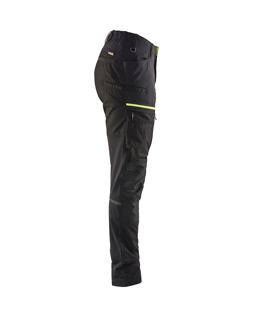 Damen Servicehose mit Stretch Schwarz / Gelb, Seite rechts, DB Schenker Damen Servicehose mit Stretch Schwarz / Gelb, Seite rechts, DB Schenker