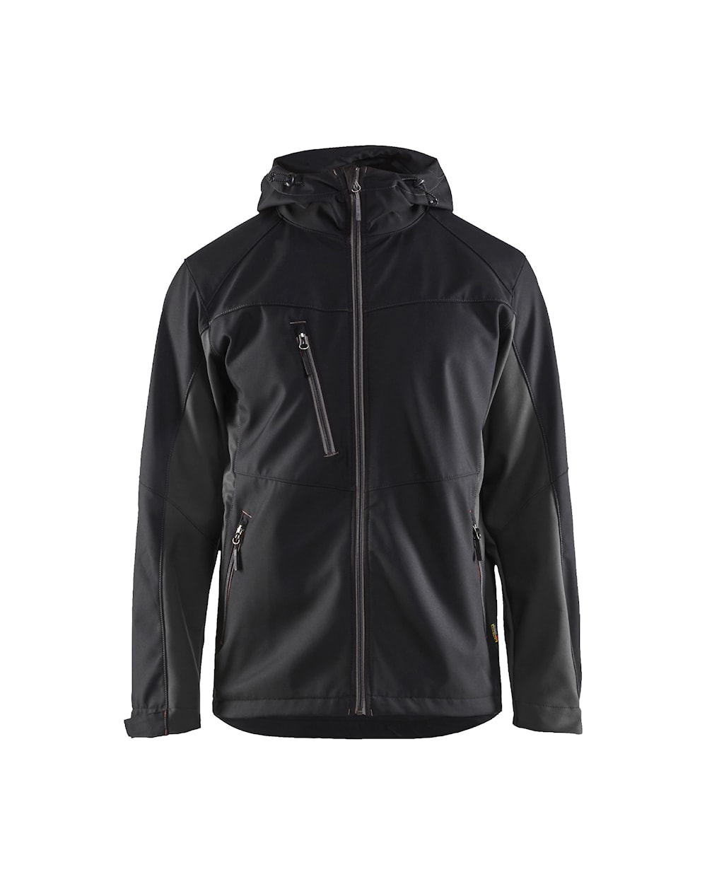 Softshell Jacke m. Kapuze schwarz / dunkelgrau vorn