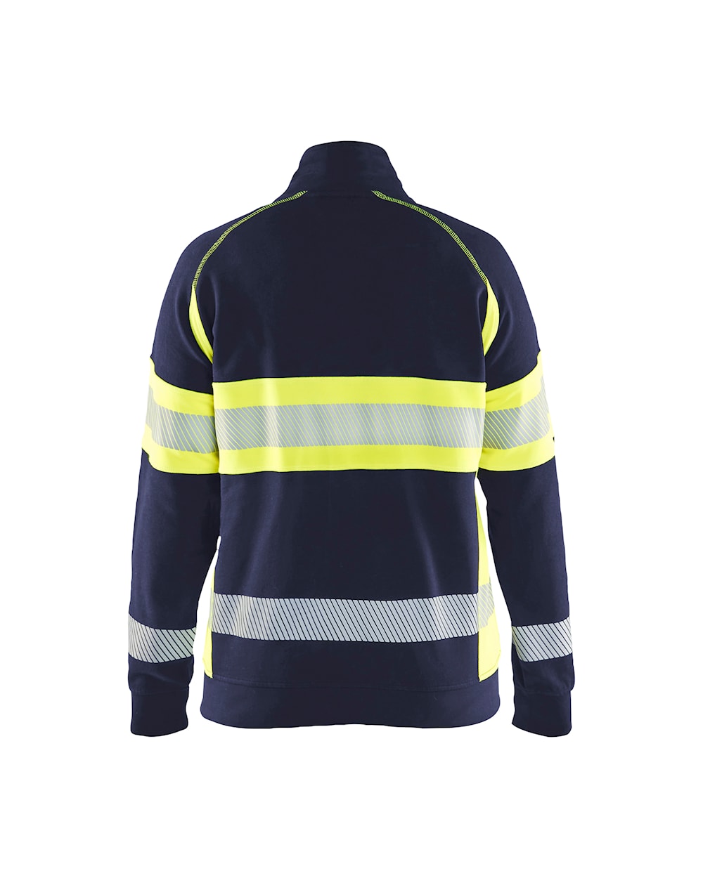 Damen High Vis Sweater marineblau / gelb, Rückenansicht, DB Schenker