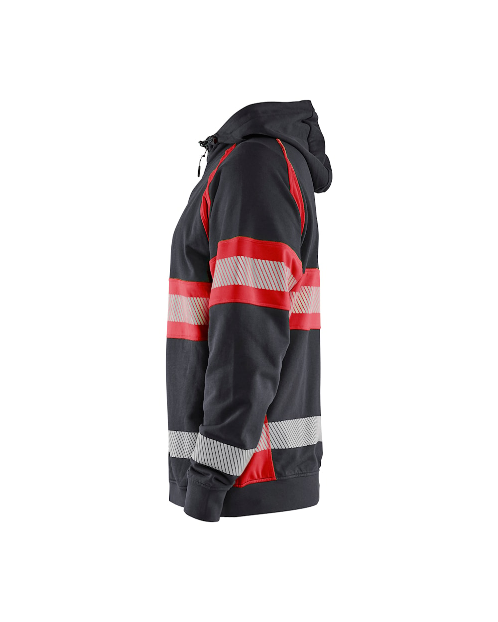 High Vis Kapuzenjacke rot-schwarz, Seite links, DB Schenker