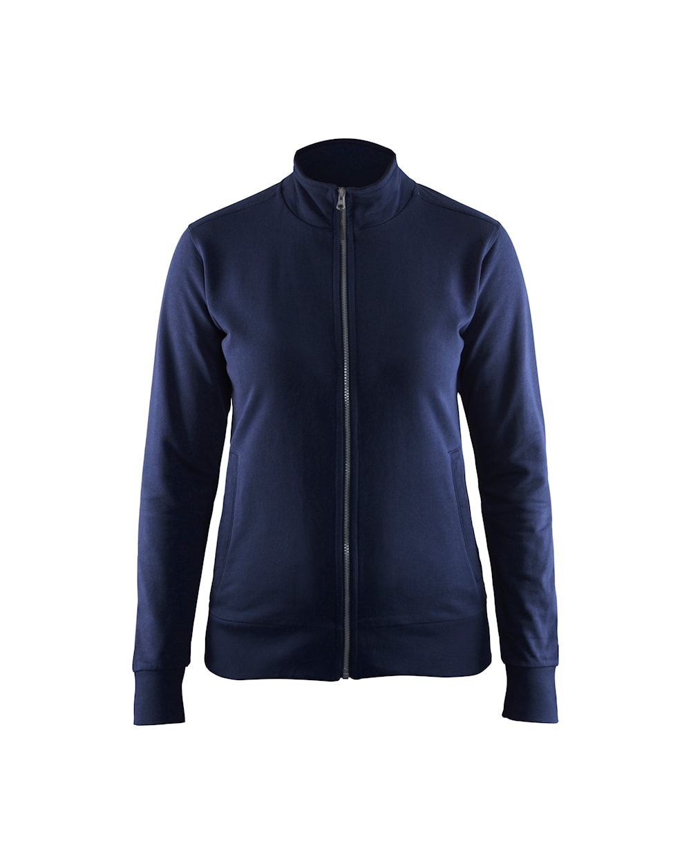 Damen Sweaterjacke Marineblau vorn Fleecejacke für Damen in Dunkelblau, Ansicht von vorn