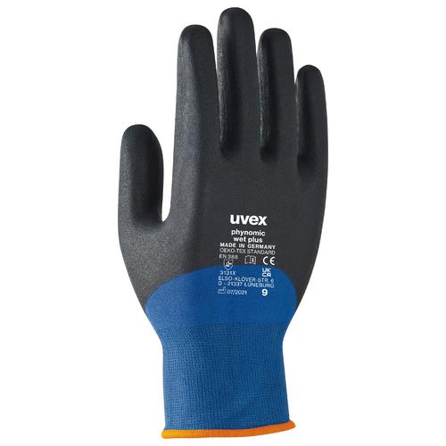 UVEX Phynomic Wet Schutzhandschuhe – Montagehandschuh Gr. 9/10, Paar, Atmungsaktiv