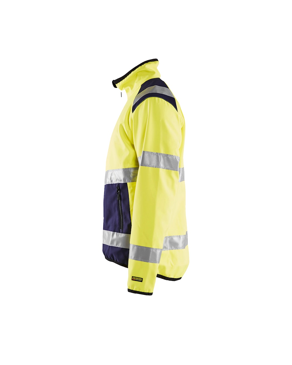 High Vis Softshell Jacke high vis gelb / marineblau, Seite links, DB Schenker