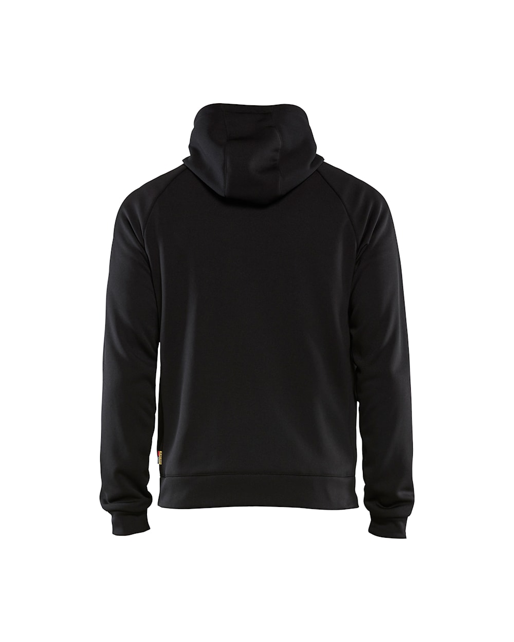 Schwarze, dünne Jacke mit Kapuze, Ansicht von hinten