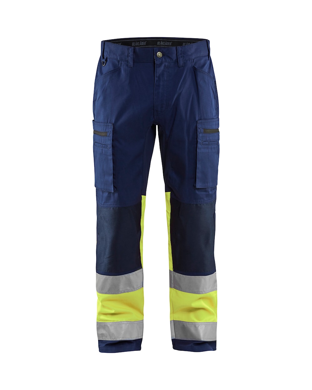 High Vis Arbeitshose mit Stretch Marineblau / High Vis Gelb, vorn, DB Schenker High Vis Arbeitshose mit Stretch Marineblau / High Vis Gelb, vorn, DB Schenker