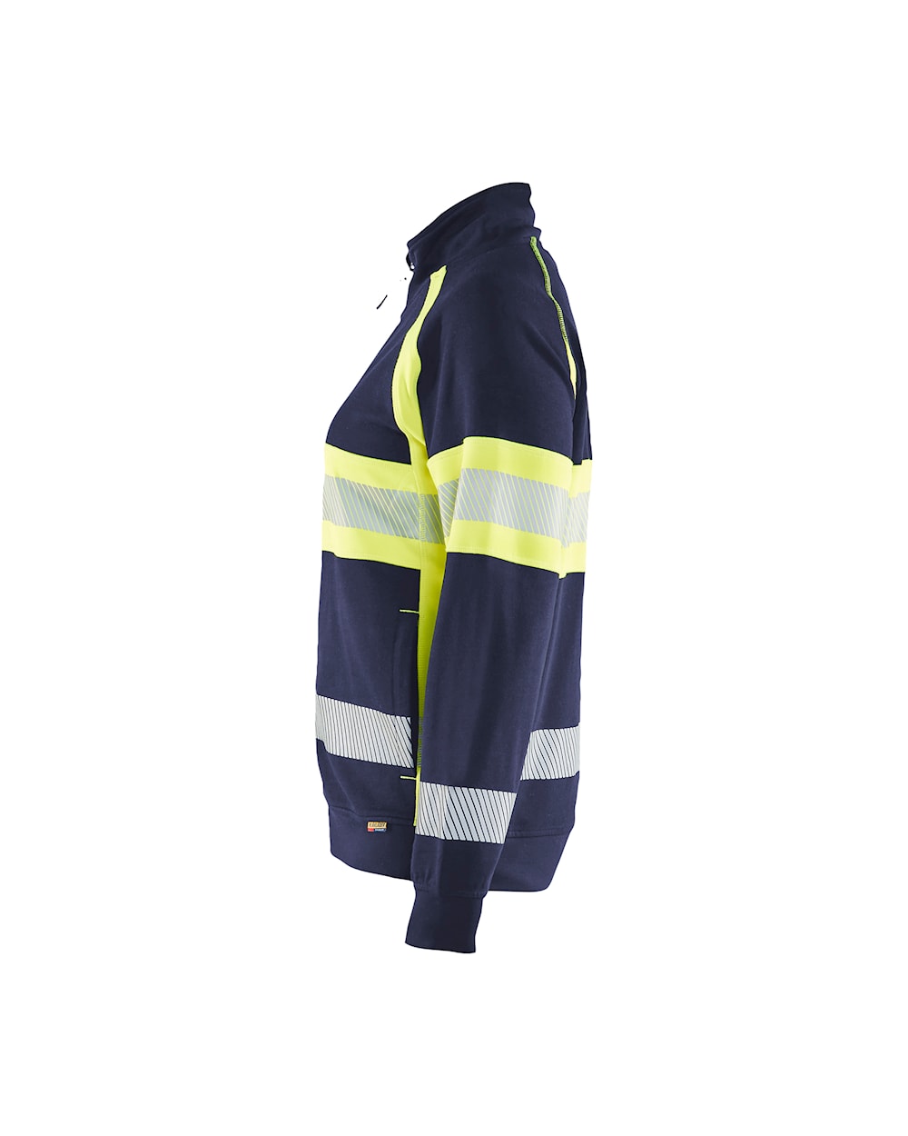 Damen High Vis Sweater marineblau / gelb, Seitenansicht links, DB Schenker