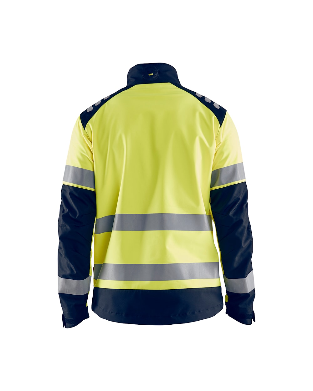 High Vis Softshell Jacke marineblau / high vis gelb hinten