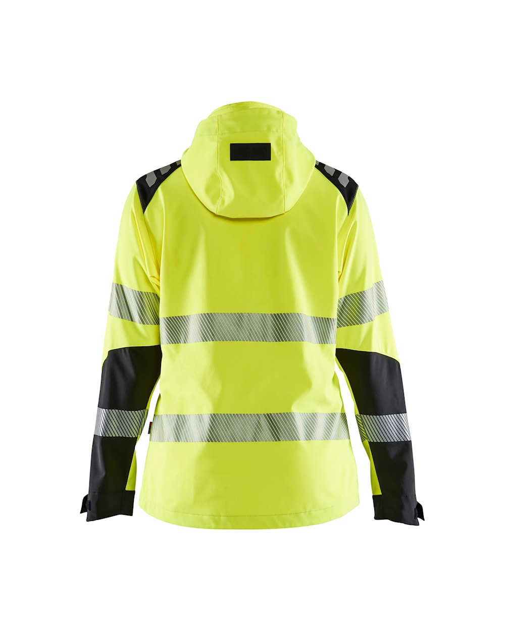 Damen Hi-Vis Jacke Softsh. high vis gelb / schwarz, hinten, DB Schenker