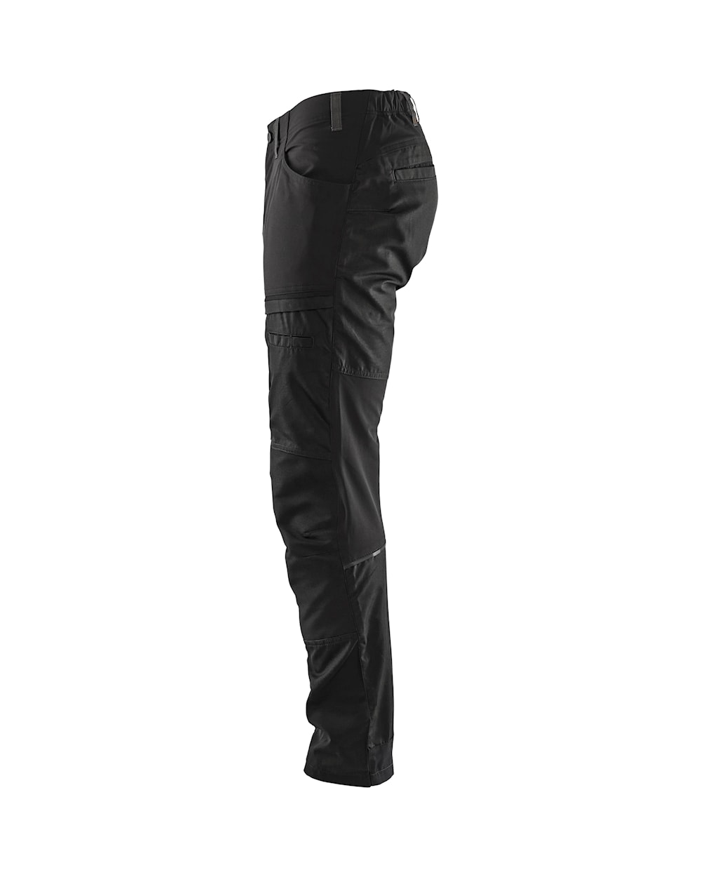Schwarze Cargo-Hose mit mehreren Taschen und detaillierten Nähten