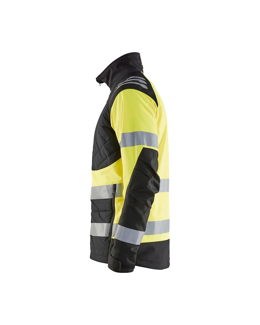 High Vis Softshell Jacke ohne Kapuze, schwarz-gelb, Seite links, DB Schenker Shop