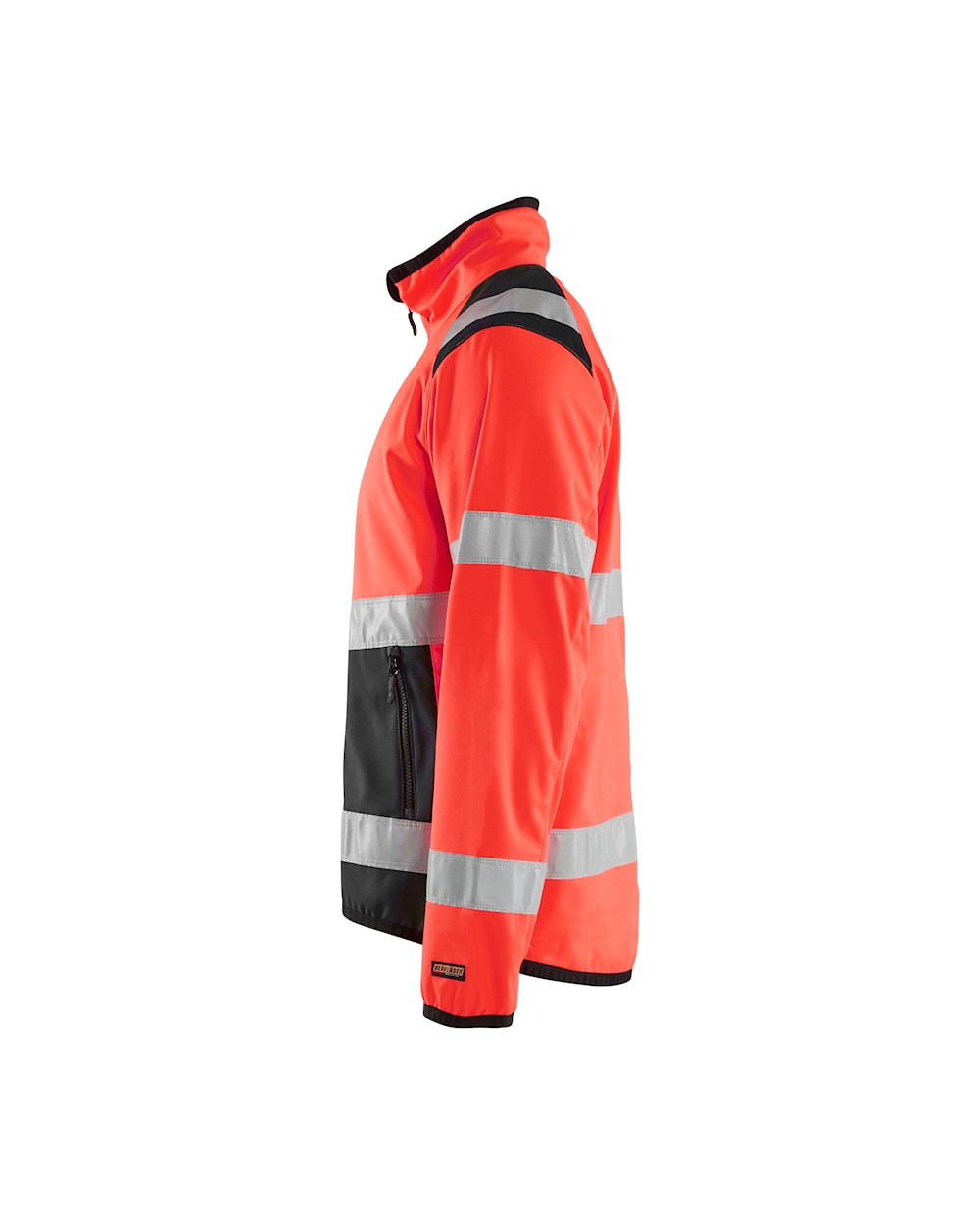 High Vis Softshell Jacke high vis rot / schwarz Seite links, DB Schenker