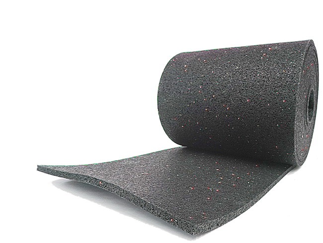 Antirutschmatten | Rollenware Rolle aus dunkelgrau bis schwarzem Antirutschmaterial von links vorn