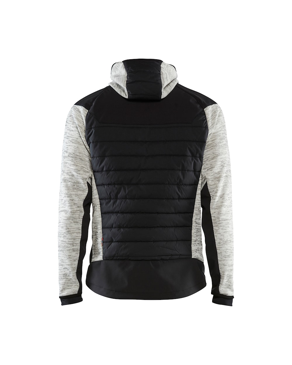 Jacke mit Kapuze in Schwarz mit hellgrauen Akzenten, Ansicht von hinten