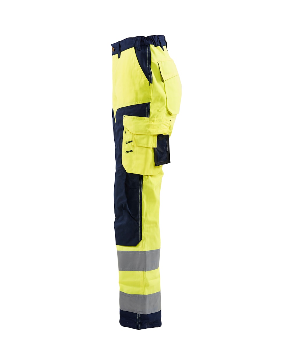 Damen High Vis Arbeitshose ohne Werkzeugtaschen High Vis Gelb / Marineblau, Seite links, DB Schenker Damen High Vis Arbeitshose ohne Werkzeugtaschen High Vis Gelb / Marineblau, Seite links, DB Schenker