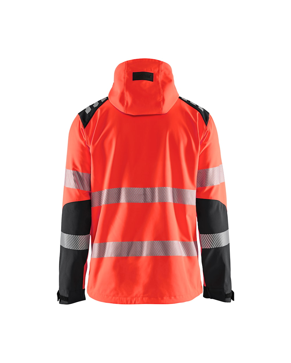 High Vis Softshell Jacke mit Kapuze high vis rot / schwarz hinten, DB Schenker